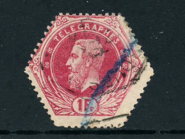 1871/78 - LOTTO/24295 - BELGIO - TELEGRAFO - 1 Fr .ROSA - USATO
