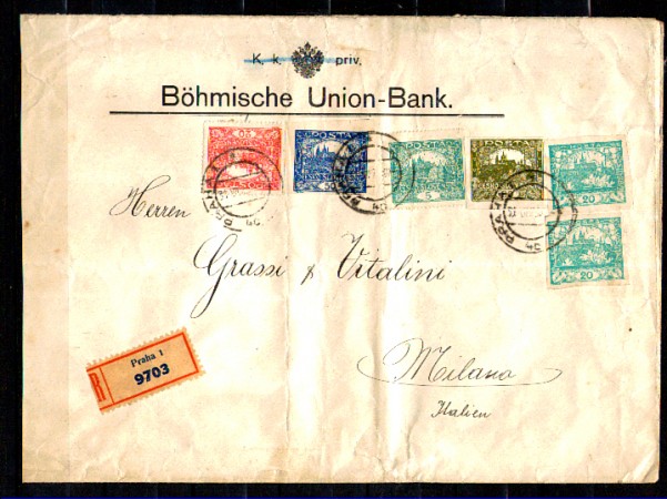 1920 - LOTTO/10746 - CECOSLOVACCHIA - BUSTONE RACCOMANDATO PER L'ITALIA
