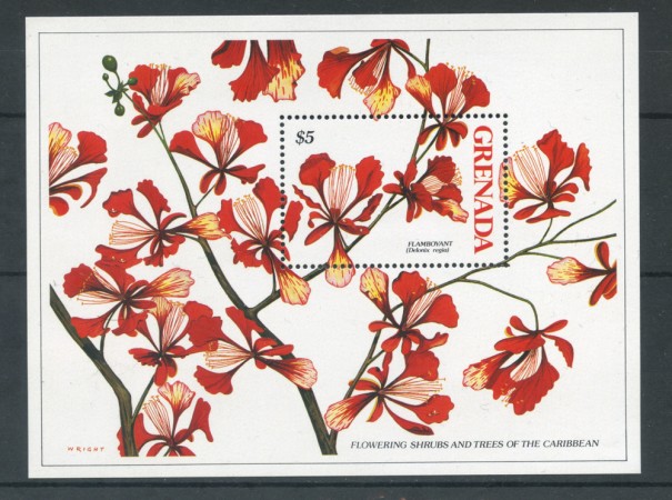 1988 - GRENADA - LOTTO/20296 - DELONIX REGIA FOGLIETTO