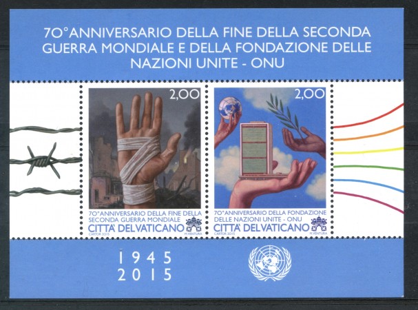 2015 - VATICANO - 70° FINE GUERRA MONDIALE - FOGLIETTO - NUOVO - LOTTO/30726