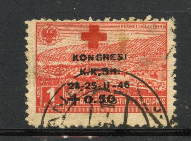 1946 - ALBANIA - 50+1 f. CONGRESSO DELLA CROCE ROSSA ALBANESE - USATO - LOTTO/31806
