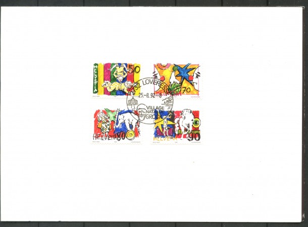 1992 - SVIZZERA - LOTTO/31979 - IL MONDO DEL CIRCO - SERIE SU FOLDER ANNULLO FDC - 