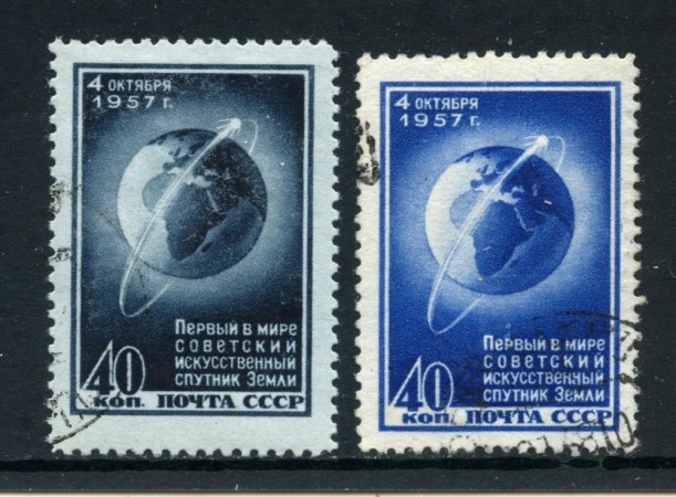 1957 - RUSSIA - LANCIO DELLO SPUTNIK  2v. - USATI - LOTTO/26884