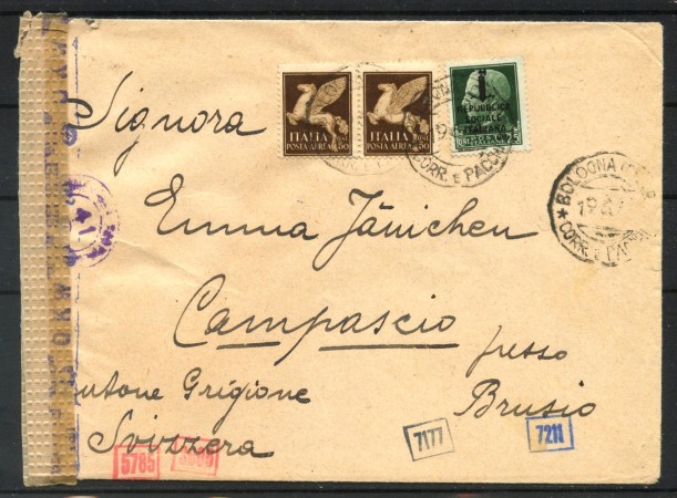 1944 - REPUBBLICA SOCIALE - LOTTO/40597 - BUSTA PER LA SVIZZERA  VERIFICATA PER CENSURA