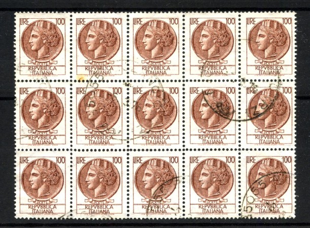 1968 - REPUBBLICA - LOTTO/42828 - 100 LIRE SIRACUSANA BLOCCO USATO