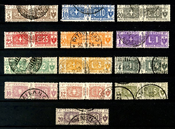 1914/22 - REGNO - LOTTO/40103 - PACCHI POSTALI  NODI SABAUDI 13v. - USATI