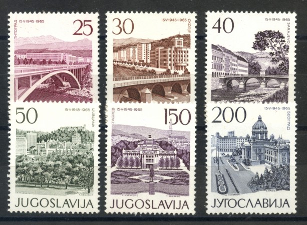 1965 - JUGOSLAVIA - VENTENNALE DELLA LIBERAZIONE 6 v. - NUOVI - LOTTO/33863