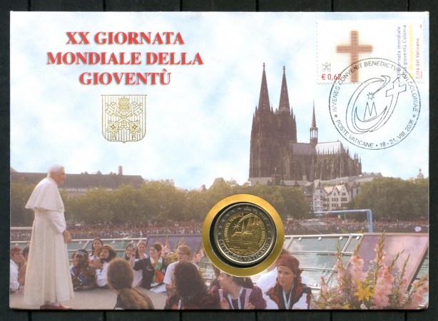 2005 - VATICANO - 2 EURO GIORNATA DELLA GIOVENTU' IN  BUSTA FILATELICO NUMISMATICA - LOTTO/M33919