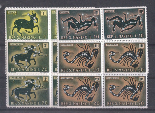 1970 - LOTTO/7922Q - SAN MARINO - SEGNI ZODIACO - QUARTINE