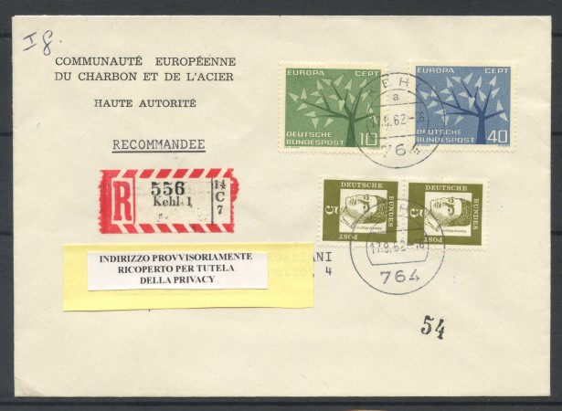 1962 - GERMANIA FEDERALE - EUROPA 2v. BUSTA VIAGGIATA FDC - LOTTO/32140