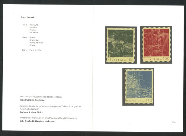2012 - SVIZZERA - LOTTO/37814F - INCISIONI IN LEGNO 3v. - NUOVI - FOLDER