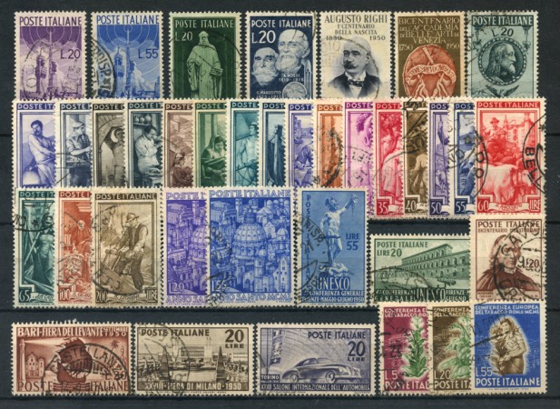 1950 - LOTTO/22043 - REPUBBLICA - ANNATA COMPLETA DI 37 FRANCOBOLLI USATI