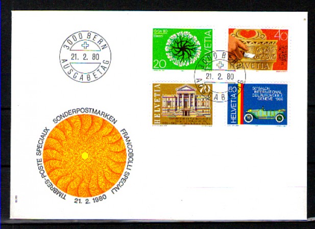 1980 - LOTTO/SVI1103FDC - SVIZZERA - PROPAGANDA 4v. - BUSTA FDC