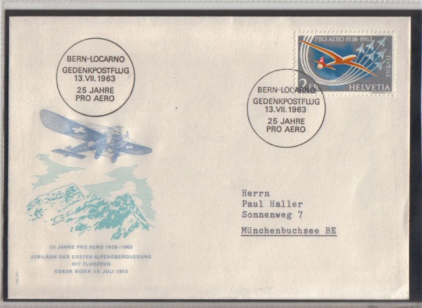 SVIZZERA - 1963 - LBF/3296 - 50° TRASVOLATA OSKAR BIDER