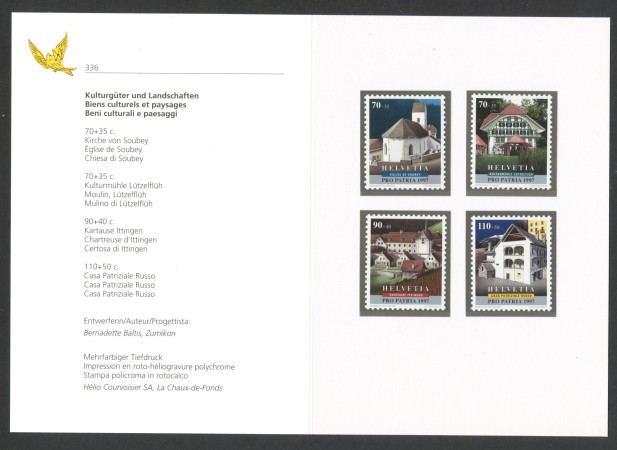 1997 - SVIZZERA - LOTTO/43502F - PRO PATRIA PAESAGGI 4v . NUOVI - FOLDER