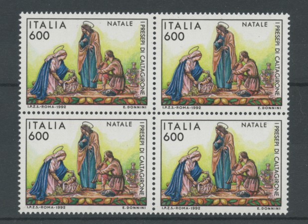 1992 - LOTTO/7003Q - REPUBBLICA - NATALE  QUARTINA NUOVI