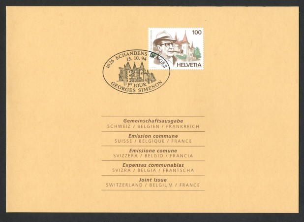 1994 - SVIZZERA - LOTTO/43472UF - GEORGES SIMENON - USATO - FOLDER