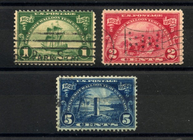 1924 - STATI UNITI - LOTTO/41558 - INSEDIAMENTO DEI VALLONI   3v. - USATI