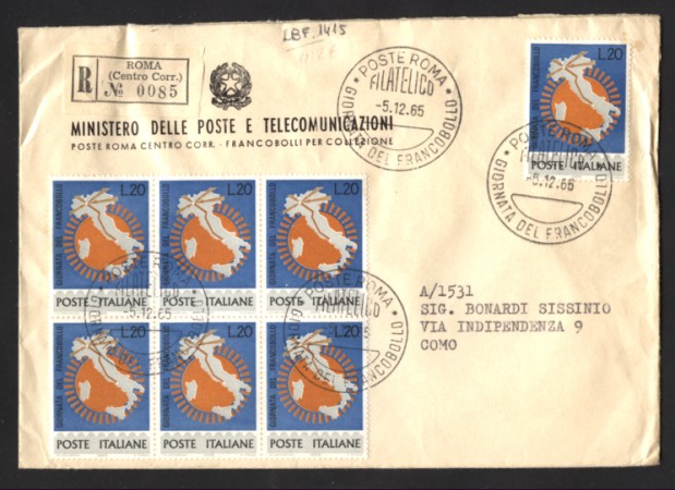 1965 - LBF/1415 - REPUBBLICA - GIORNATA FRANCOBOLLO RACCOMANDATA