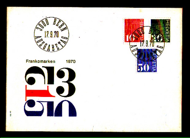 1970 - LOTTO/863FDC - SVIZZERA - CIFRA 3v. - BUSTA FDC