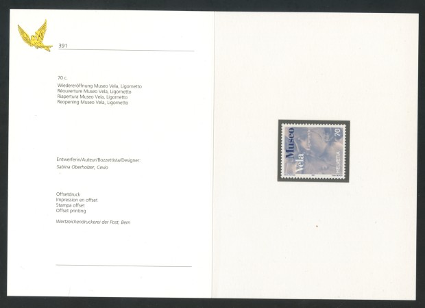 2001 - SVIZZERA - MUSEO VELA - NUOVO - FOLDER -  LOTTO/37350F