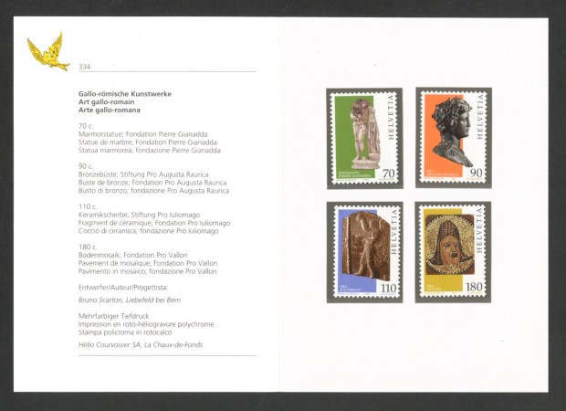1997 - SVIZZERA - LOTTO/43499F - ARTE GALLO/ROMANA 4v . NUOVI - FOLDER