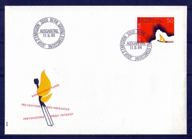 1984 - LOTTO/SVI1212FDC - SVIZZERA - PREVENZIONE INCENDI - BUSTA FDC