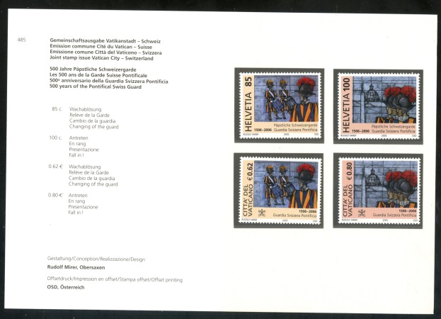 2005 - SVIZZERA - CENTENARIO GUARDIA SVIZZERA 4v. - NUOVI - FOLDER - LOTTO/37459FV
