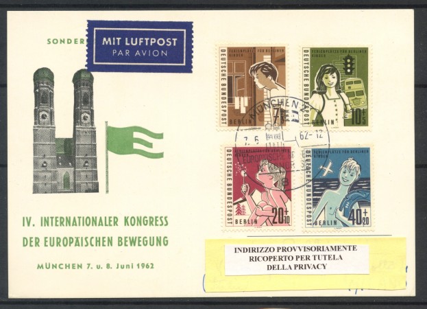 1962 - GERMANIA - IV° CONGRESS0 DEL MOVIMENTO EUROPEO - ANNULLO SPECIALE - LOTTO/32142
