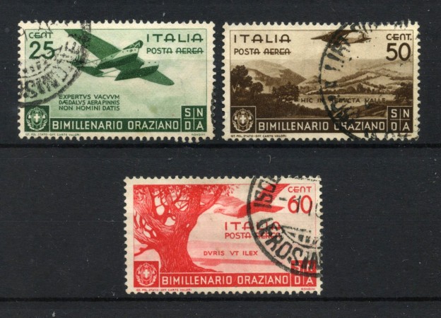 1936 - REGNO - LOTTO/47401 - POSTA AEREA - 25/50/60 CENT. ORAZIO - USATI