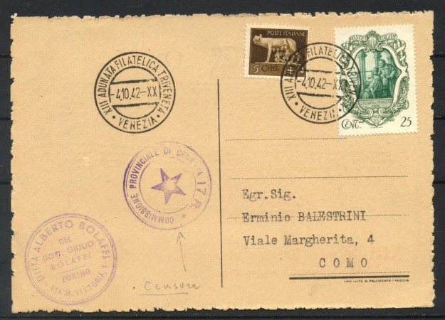 1942- REGNO - LOTTO/40071 - VENEZIA ADUNATA FILATELICA TRIVENETA