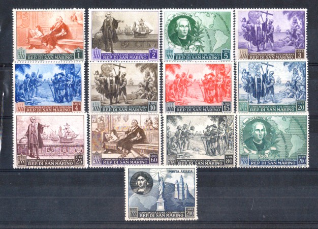 1952 - LOTTO/5660ACPL - S. MARINO - NASCITA DI COLOMBO - 13v. LING.