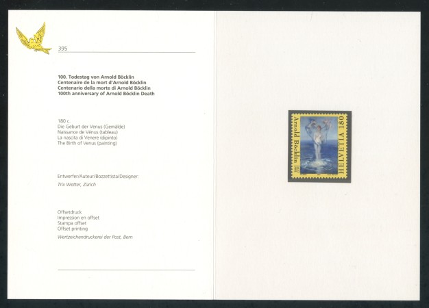 2001 - SVIZZERA - ARNOLD BOCKLIN - NUOVO - FOLDER -  LOTTO/37355F