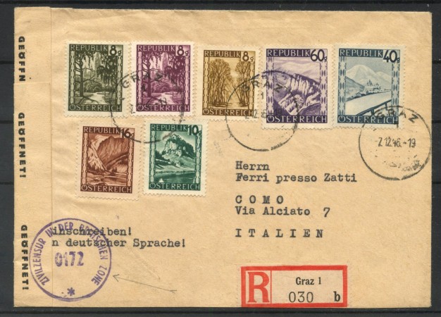 1946 - AUSTRIA - LOTTO/42716 - BUSTA APERTA DALLA CENSURA AUSTRIACA