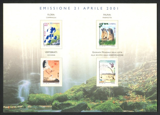 2001 - REPUBBLICA - LOTTO/43582 -  AMBIENTE E NATURA 4v. SU FOLDER DELLE POSTE