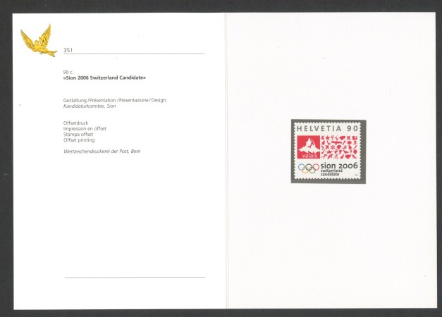 1998 - SVIZZERA - LOTTO/43512F - SION ALLE OLIMPIADI - NUOVO - FOLDER