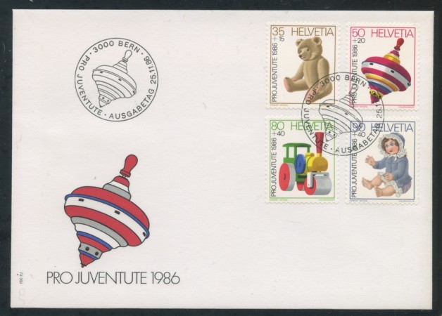 1986 - SVIZZERA - PRO JUVENTUTE 4v. - BUSTA FDC - LOTTO/25373