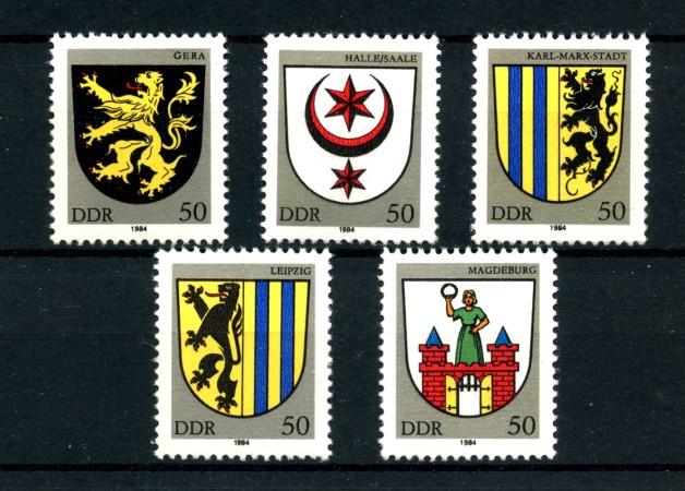 1984 - GERMANIA DDR - STEMMI DI CITTA'  5v. - NUOVI - LOTTO/36618