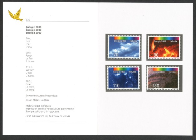 1997 - SVIZZERA - LOTTO/43505F - ENERGIA 2000  4v . NUOVI - FOLDER