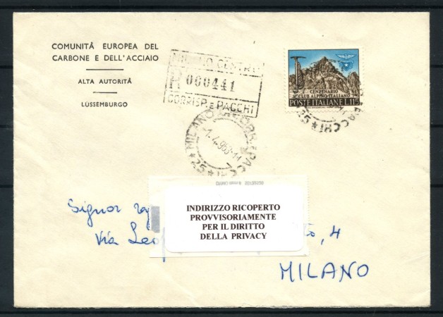 1963  - REPUBBLICA - LOTTO/48224 - 115 LIRE CAI ISOLATO SU BUSTA