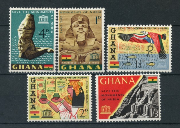 1963 - GHANA - LOTTO/20349 - MONUMENTI DELLA NUBIA 5v. NUOVI