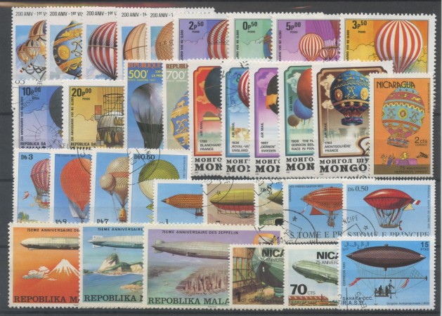 DIRIGIBILI E MONGOLFIERE - COLLEZIONE DI 52 FRANCOBOLLI USATI DIFFERENTI - LOTTO/32182