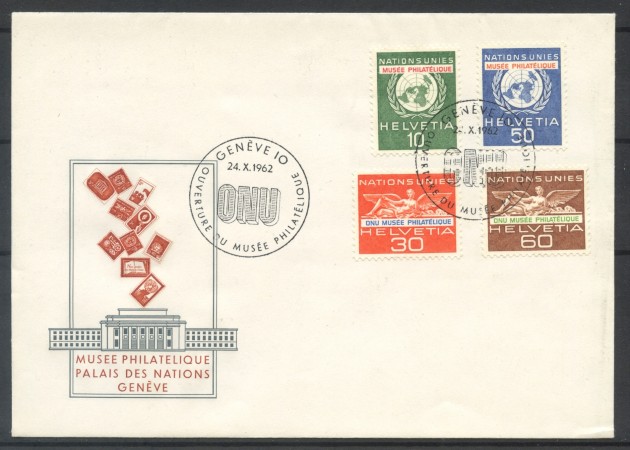 1962 - SVIZZERA - MUSEO FILATELICO 4v. - BUSTA FDC  - LOTTO/31982