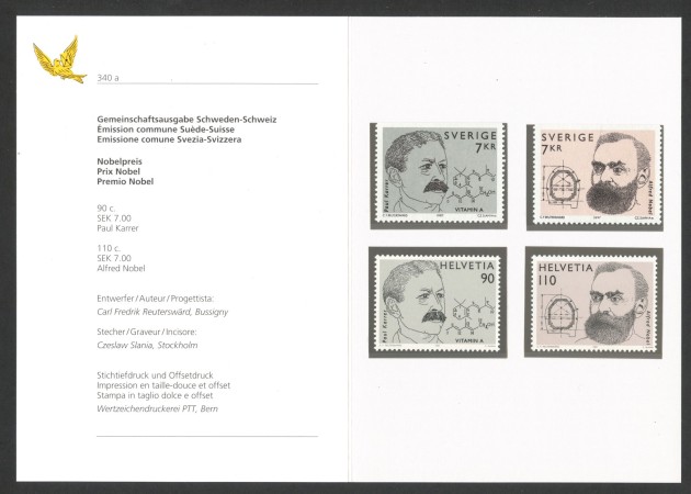 1997 - SVIZZERA - LOTTO/43507FA - PREMI NOBEL EMISSIONE CONGIUNTA  4v. - NUOVI - FOLDER