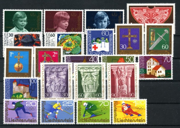 1975 - LIECHTENSTEIN - LOTTO/47836 - ANNATA COMPLETA 22 FRANCOBOLLI NUOVI