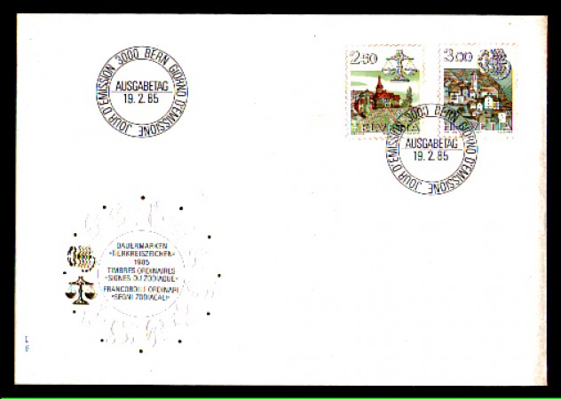 1985 - LOTTO/SVI1222BFDC - SVIZZERA - ZODIACO 2v. - FDC