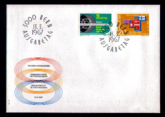 1967 - LOTTO/SVI785FDCC - SVIZZERA - EFTA/CIECHI  2v. - BUSTA FDC