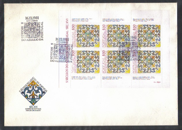 1981 - LOTTO/POR1529MFD - PORTOGALLO- 8,50e. MAIOLICHE  MF - FDC