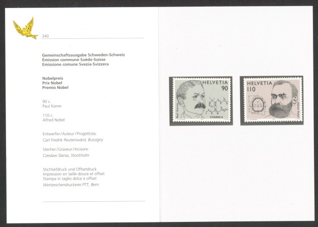 1997 - SVIZZERA - LOTTO/43507F - PREMI NOBEL 2v. - NUOVI - FOLDER