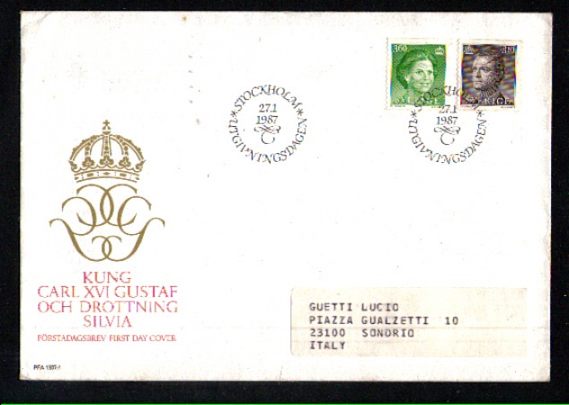 1987 - LOTTO/SVE1401FDC - SVEZIA - EFFIGIE DEI RE - BUSTA FDC